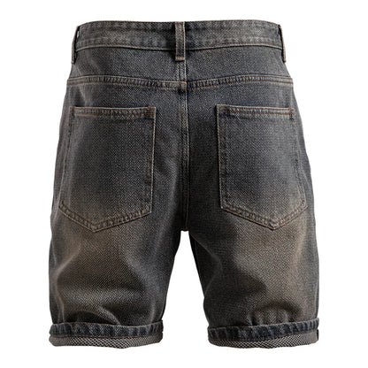 Lucien Herringbone Denim Shorts