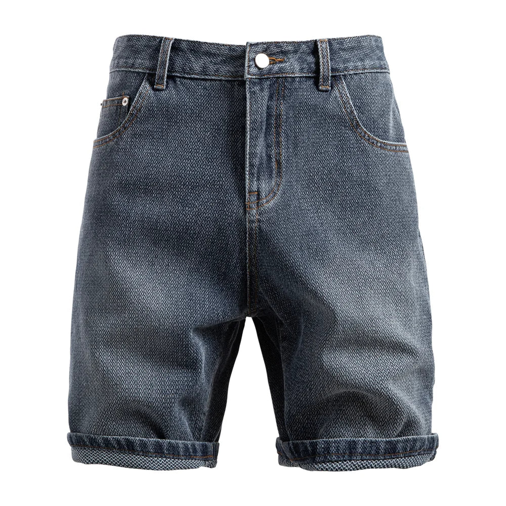 Lucien Herringbone Denim Shorts
