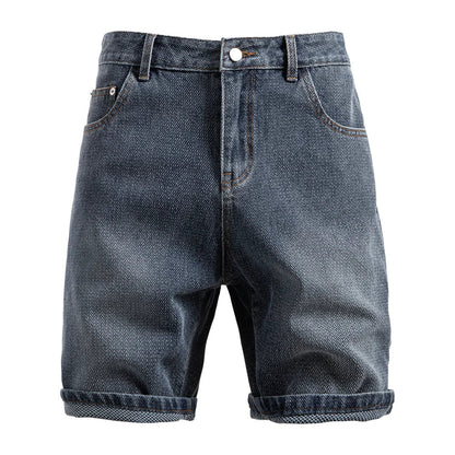 Lucien Herringbone Denim Shorts