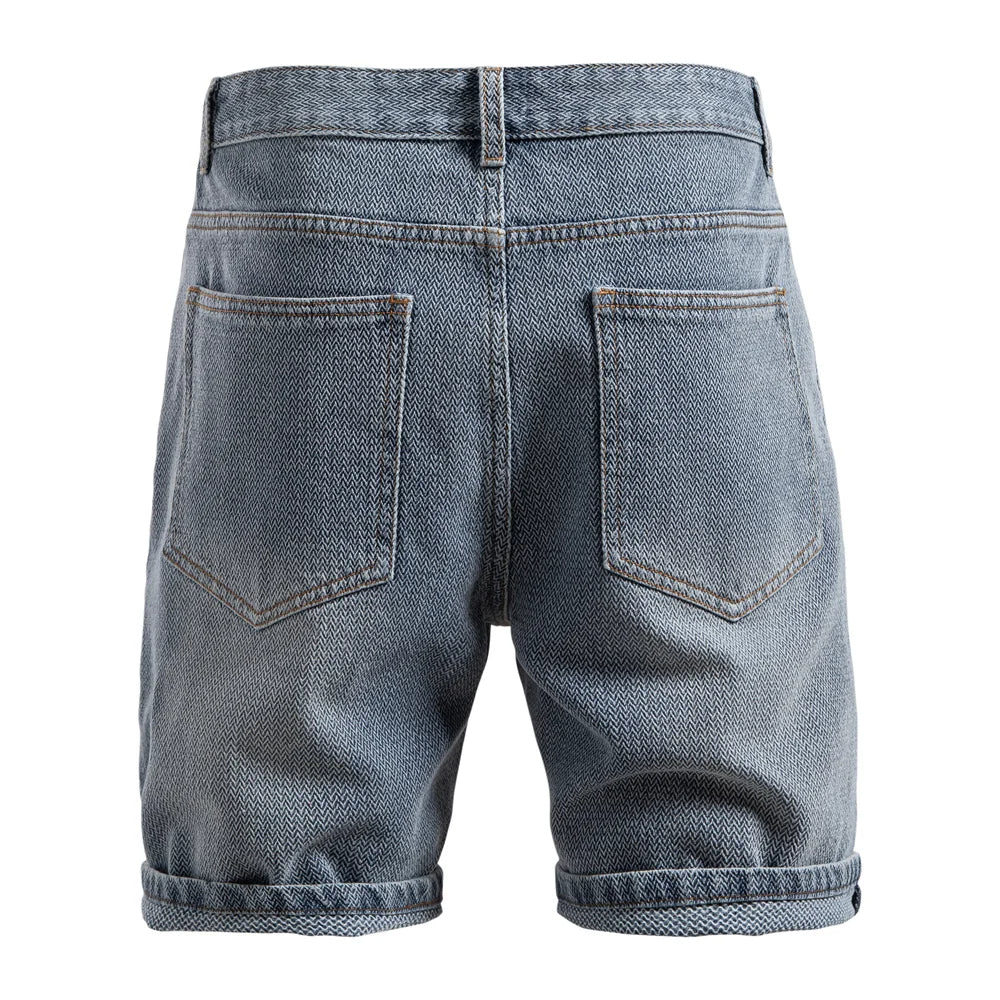 Lucien Herringbone Denim Shorts